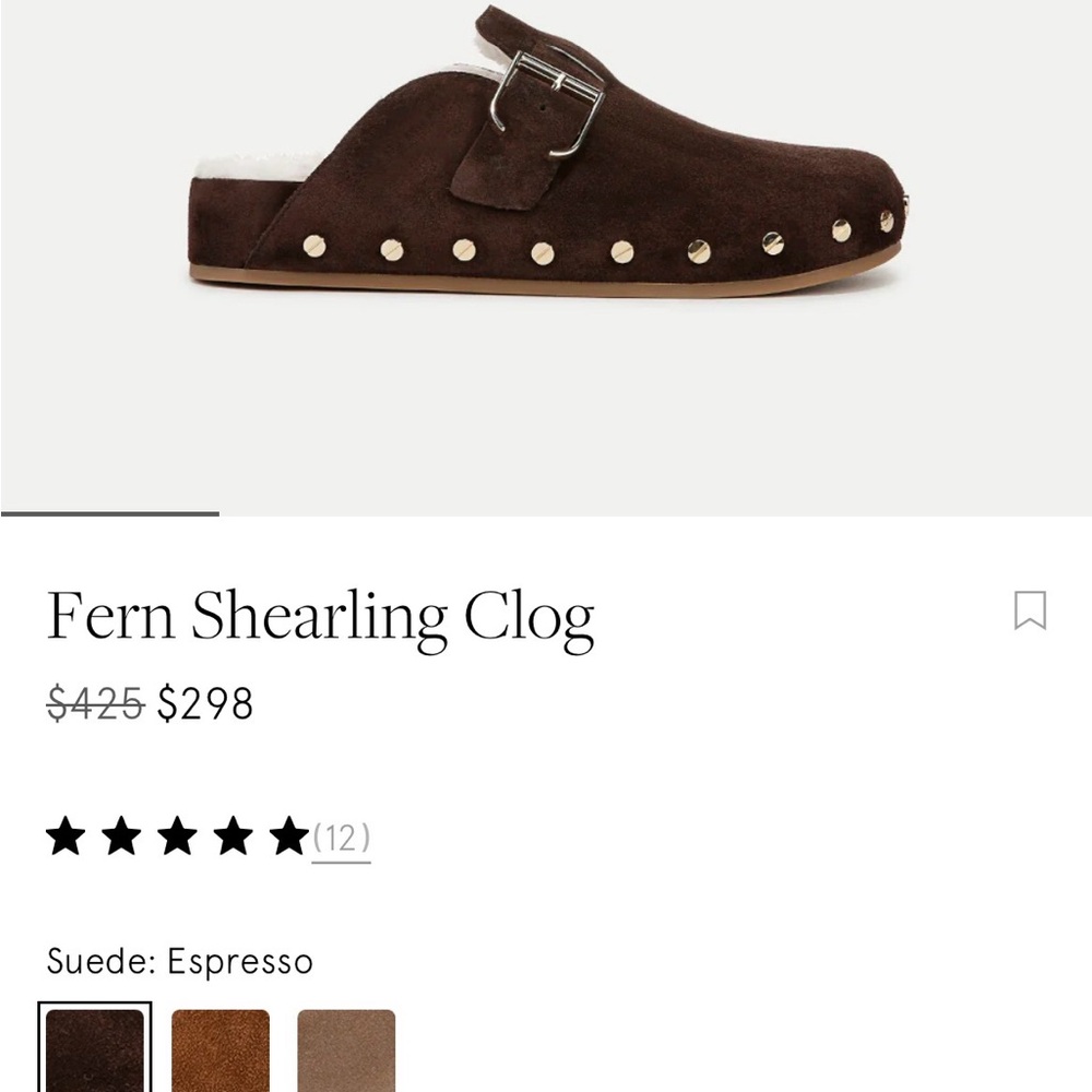 SOLD VERONICA BEARD  Fern Brown Suede & Shearling Clogs - Size 8 - Picture 10 of 11